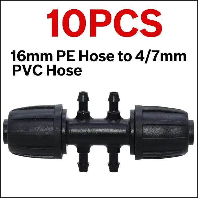 KESLA 10PCS 16mm 1/2'' PE Tubing to 4/7mm Hose Tee Connector w/ Thread Lock Garden Irrigation Water Adapter to 1/4'' Micro Pipe