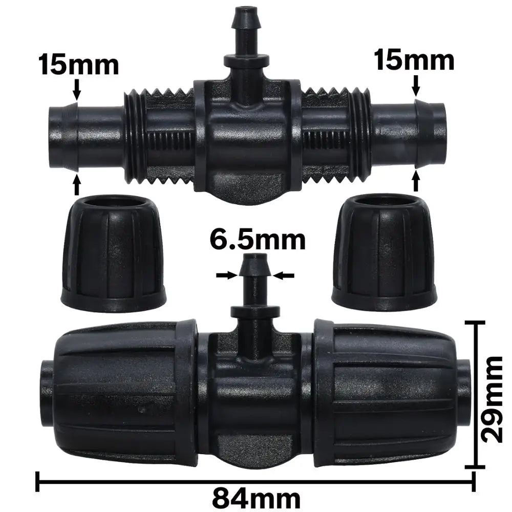 KESLA 10PCS 16mm 1/2'' PE Tubing to 4/7mm Hose Tee Connector w/ Thread Lock Garden Irrigation Water Adapter to 1/4'' Micro Pipe