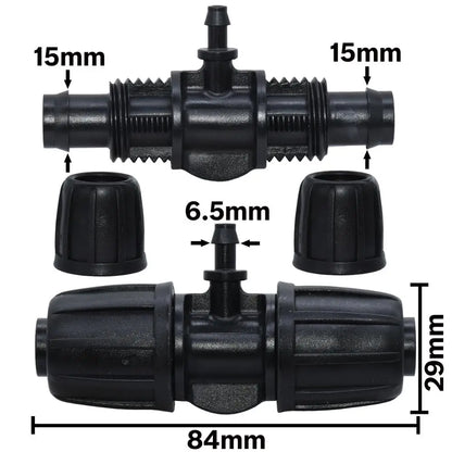 KESLA 10PCS 16mm 1/2'' PE Tubing to 4/7mm Hose Tee Connector w/ Thread Lock Garden Irrigation Water Adapter to 1/4'' Micro Pipe