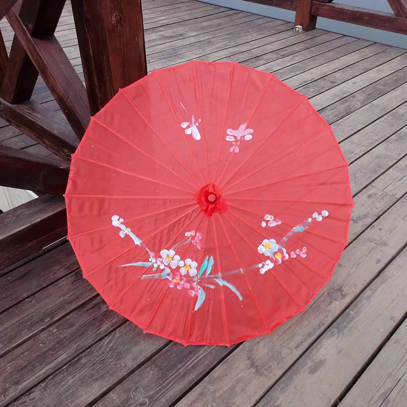 1pcs Chinese art umbrella bamboo frame silk parasol for wedding birthday party bride bridemaid hand-painted flower design