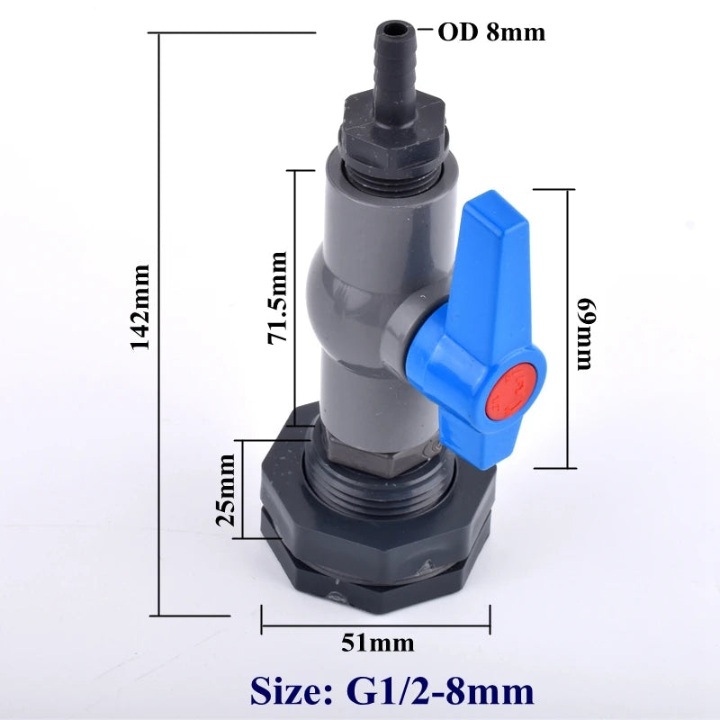1 Set 1/2'' 3/4'' to 8~20mm Water Tank Connector Aquarium Fish Tank Drain Adapter Garden Irrigation Water Pipe Ball Valve Joints