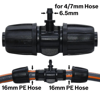 KESLA 10PCS 16mm 1/2'' PE Tubing to 4/7mm Hose Tee Connector w/ Thread Lock Garden Irrigation Water Adapter to 1/4'' Micro Pipe