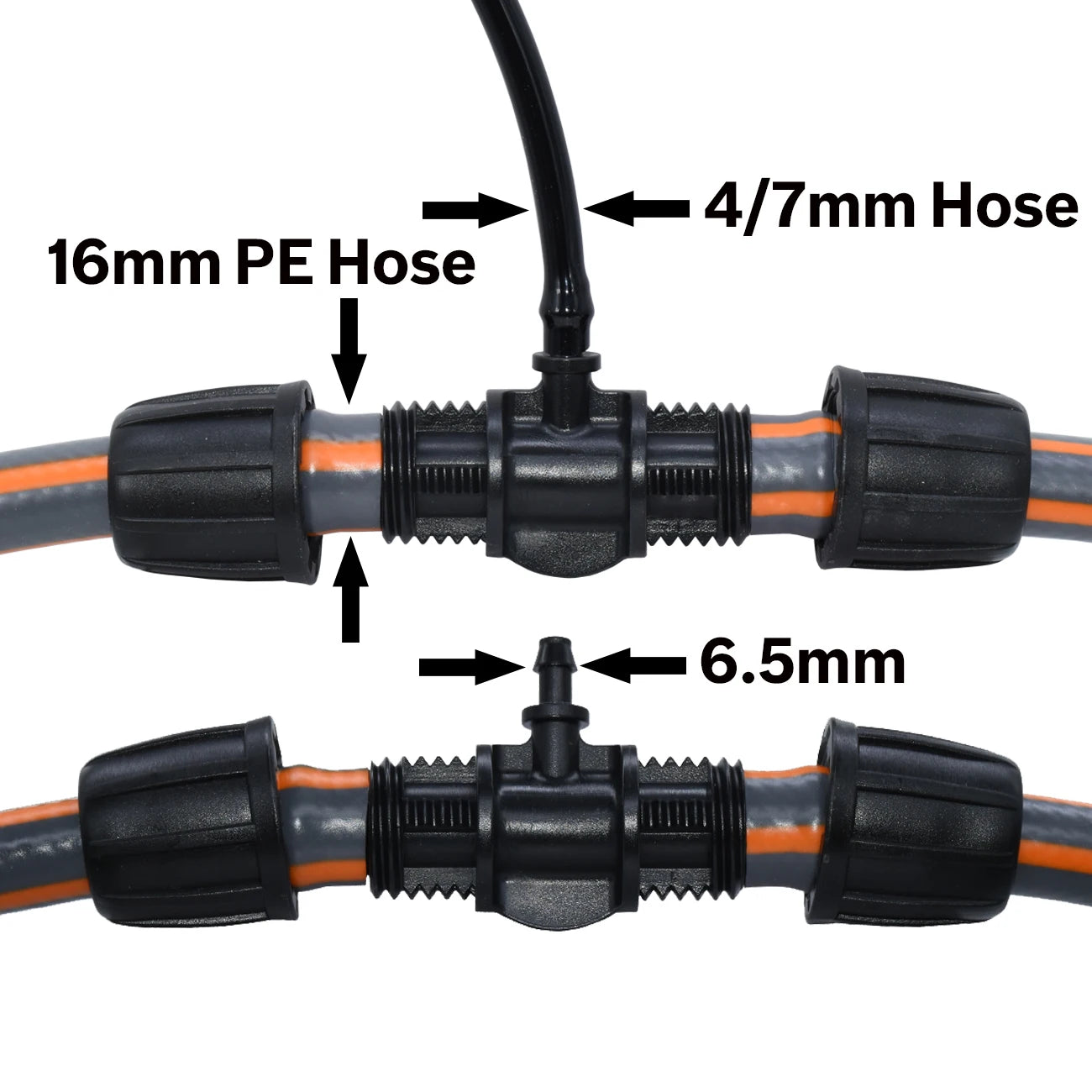 KESLA 10PCS 16mm 1/2'' PE Tubing to 4/7mm Hose Tee Connector w/ Thread Lock Garden Irrigation Water Adapter to 1/4'' Micro Pipe