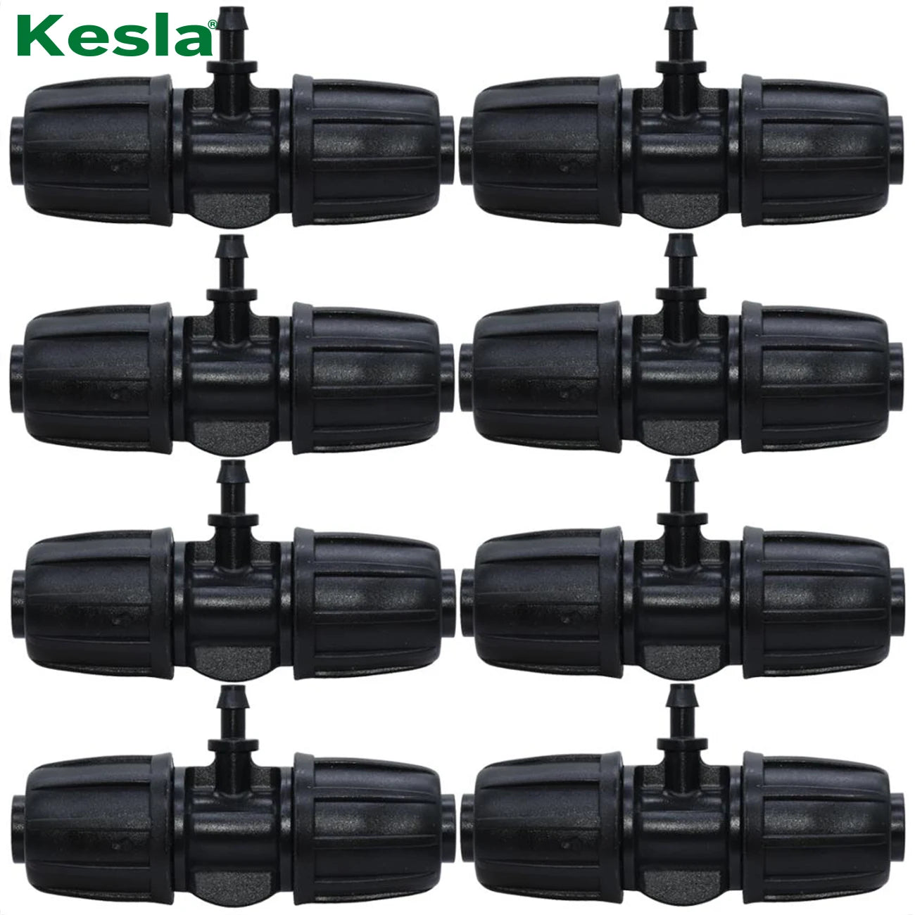 KESLA 10PCS 16mm 1/2'' PE Tubing to 4/7mm Hose Tee Connector w/ Thread Lock Garden Irrigation Water Adapter to 1/4'' Micro Pipe