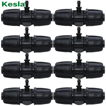 KESLA 10PCS 16mm 1/2'' PE Tubing to 4/7mm Hose Tee Connector w/ Thread Lock Garden Irrigation Water Adapter to 1/4'' Micro Pipe