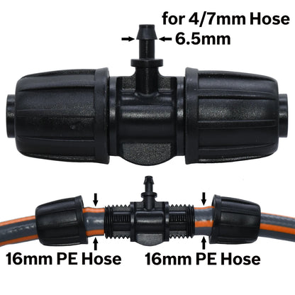 KESLA 10PCS 16mm 1/2'' PE Tubing to 4/7mm Hose Tee Connector w/ Thread Lock Garden Irrigation Water Adapter to 1/4'' Micro Pipe