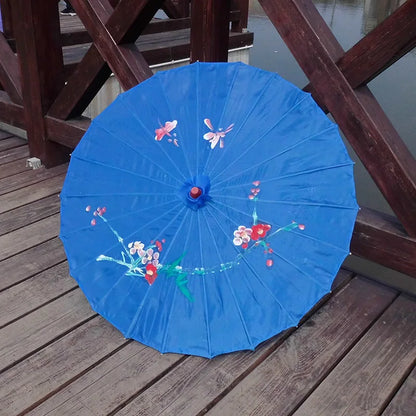 1pcs Chinese art umbrella bamboo frame silk parasol for wedding birthday party bride bridemaid hand-painted flower design