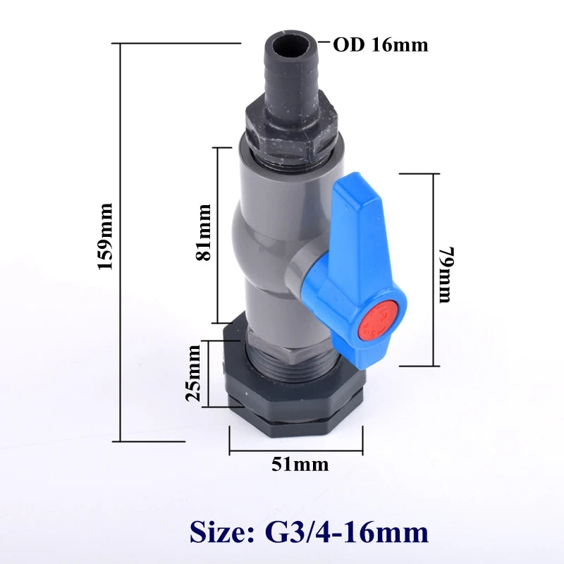 1 Set 1/2'' 3/4'' to 8~20mm Water Tank Connector Aquarium Fish Tank Drain Adapter Garden Irrigation Water Pipe Ball Valve Joints