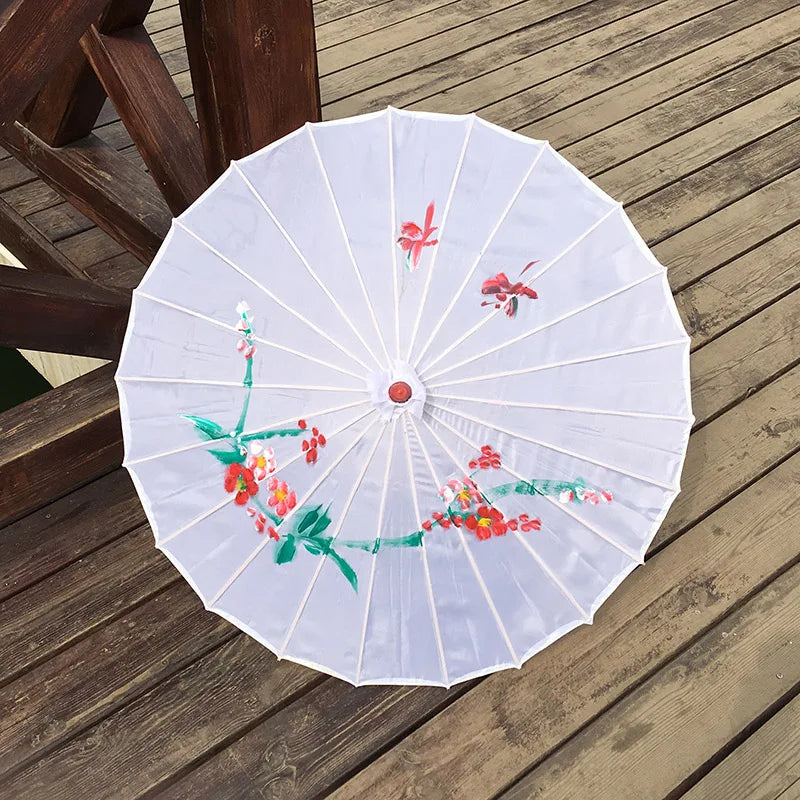 1pcs Chinese art umbrella bamboo frame silk parasol for wedding birthday party bride bridemaid hand-painted flower design