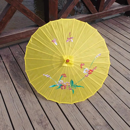 1pcs Chinese art umbrella bamboo frame silk parasol for wedding birthday party bride bridemaid hand-painted flower design