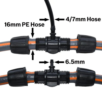 KESLA 10PCS 16mm 1/2'' PE Tubing to 4/7mm Hose Tee Connector w/ Thread Lock Garden Irrigation Water Adapter to 1/4'' Micro Pipe