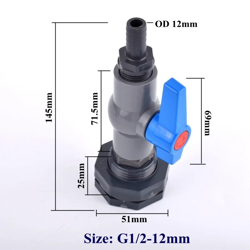 1 Set 1/2'' 3/4'' to 8~20mm Water Tank Connector Aquarium Fish Tank Drain Adapter Garden Irrigation Water Pipe Ball Valve Joints