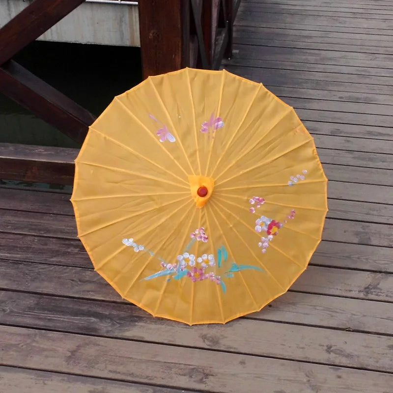 1pcs Chinese art umbrella bamboo frame silk parasol for wedding birthday party bride bridemaid hand-painted flower design