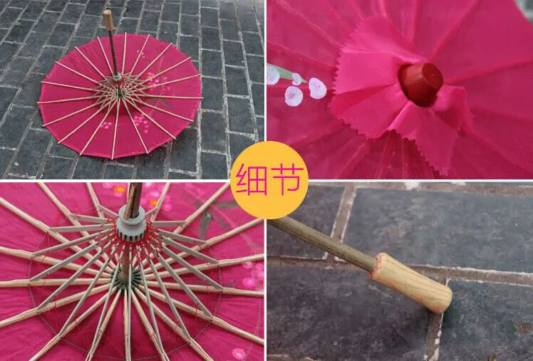 1pcs Chinese art umbrella bamboo frame silk parasol for wedding birthday party bride bridemaid hand-painted flower design