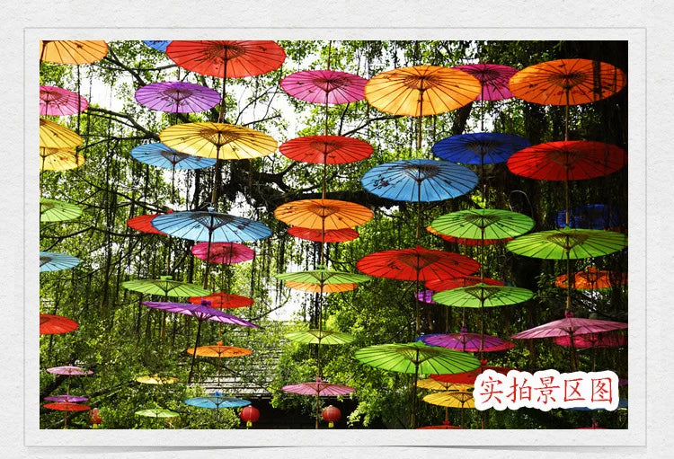 1pcs Chinese art umbrella bamboo frame silk parasol for wedding birthday party bride bridemaid hand-painted flower design