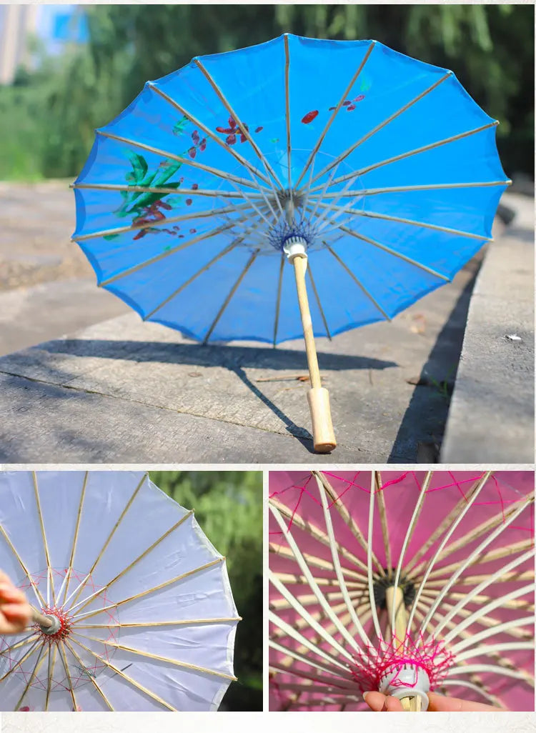 1pcs Chinese art umbrella bamboo frame silk parasol for wedding birthday party bride bridemaid hand-painted flower design