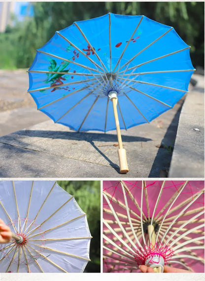1pcs Chinese art umbrella bamboo frame silk parasol for wedding birthday party bride bridemaid hand-painted flower design