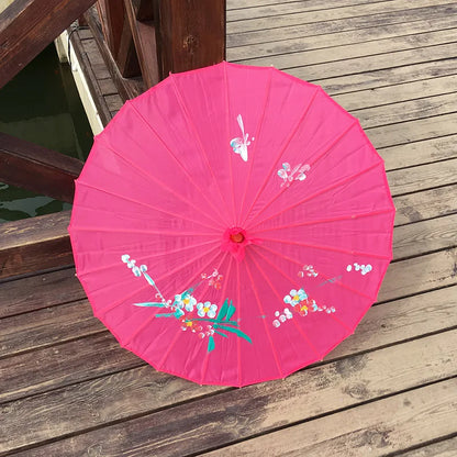 1pcs Chinese art umbrella bamboo frame silk parasol for wedding birthday party bride bridemaid hand-painted flower design