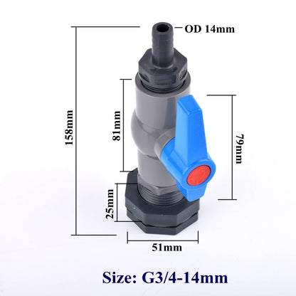 1 Set 1/2'' 3/4'' to 8~20mm Water Tank Connector Aquarium Fish Tank Drain Adapter Garden Irrigation Water Pipe Ball Valve Joints