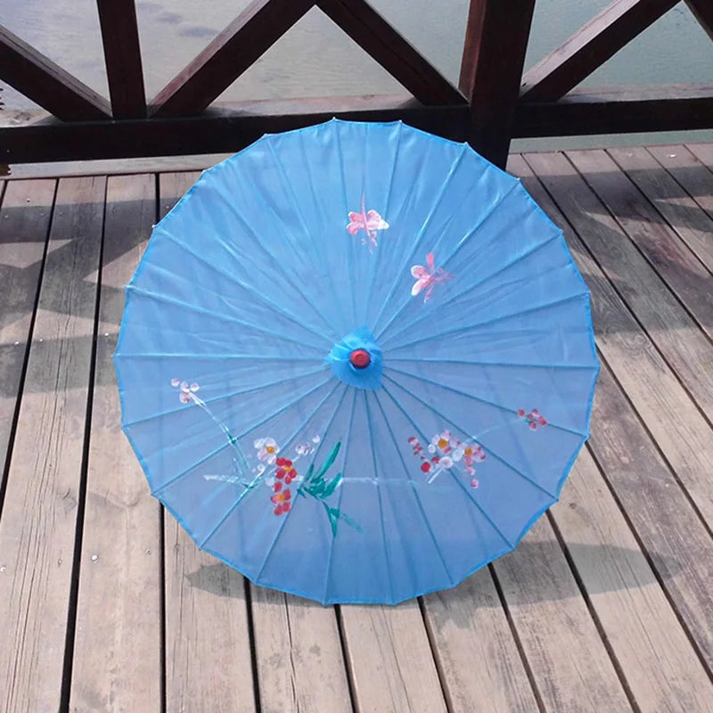 1pcs Chinese art umbrella bamboo frame silk parasol for wedding birthday party bride bridemaid hand-painted flower design