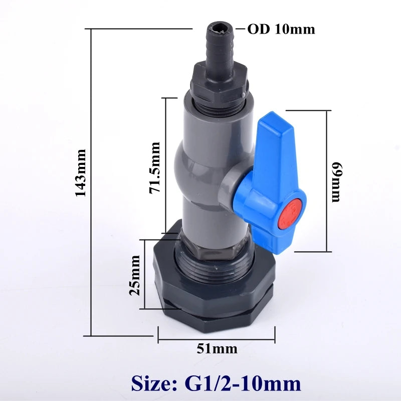 1 Set 1/2'' 3/4'' to 8~20mm Water Tank Connector Aquarium Fish Tank Drain Adapter Garden Irrigation Water Pipe Ball Valve Joints
