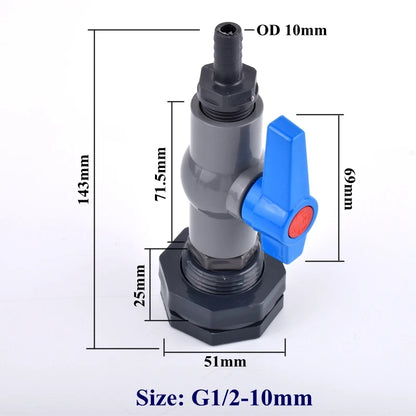1 Set 1/2'' 3/4'' to 8~20mm Water Tank Connector Aquarium Fish Tank Drain Adapter Garden Irrigation Water Pipe Ball Valve Joints