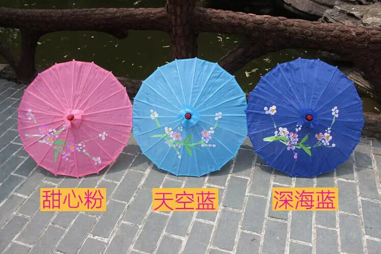 1pcs Chinese art umbrella bamboo frame silk parasol for wedding birthday party bride bridemaid hand-painted flower design