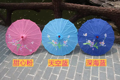 1pcs Chinese art umbrella bamboo frame silk parasol for wedding birthday party bride bridemaid hand-painted flower design