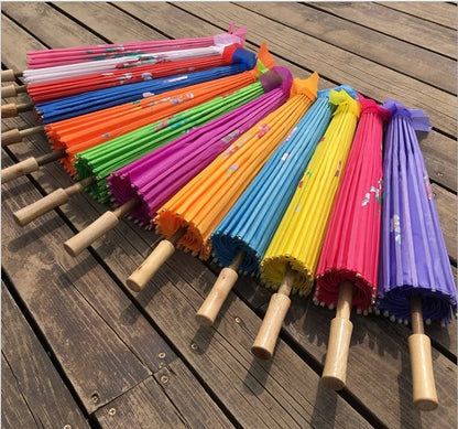 1pcs Chinese art umbrella bamboo frame silk parasol for wedding birthday party bride bridemaid hand-painted flower design