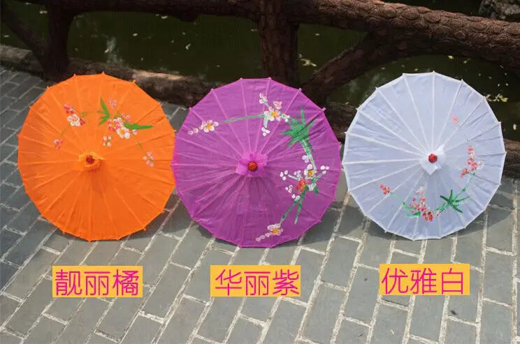 1pcs Chinese art umbrella bamboo frame silk parasol for wedding birthday party bride bridemaid hand-painted flower design