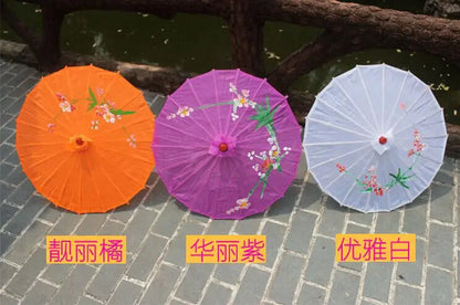 1pcs Chinese art umbrella bamboo frame silk parasol for wedding birthday party bride bridemaid hand-painted flower design