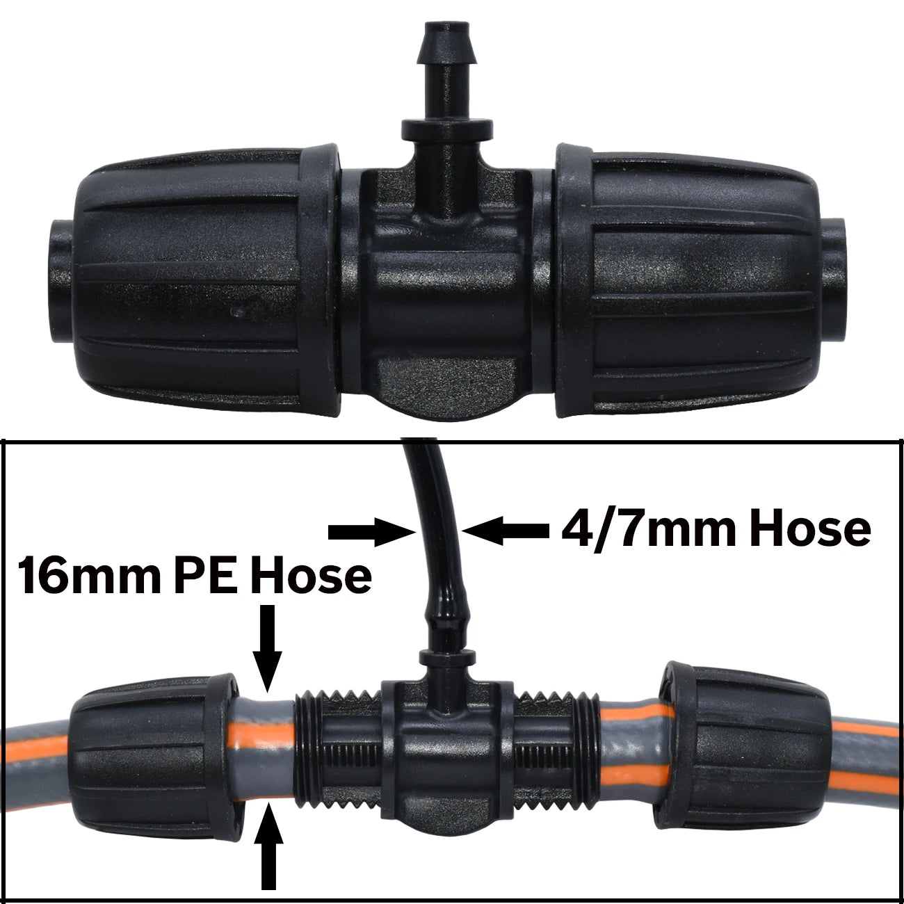 KESLA 10PCS 16mm 1/2'' PE Tubing to 4/7mm Hose Tee Connector w/ Thread Lock Garden Irrigation Water Adapter to 1/4'' Micro Pipe