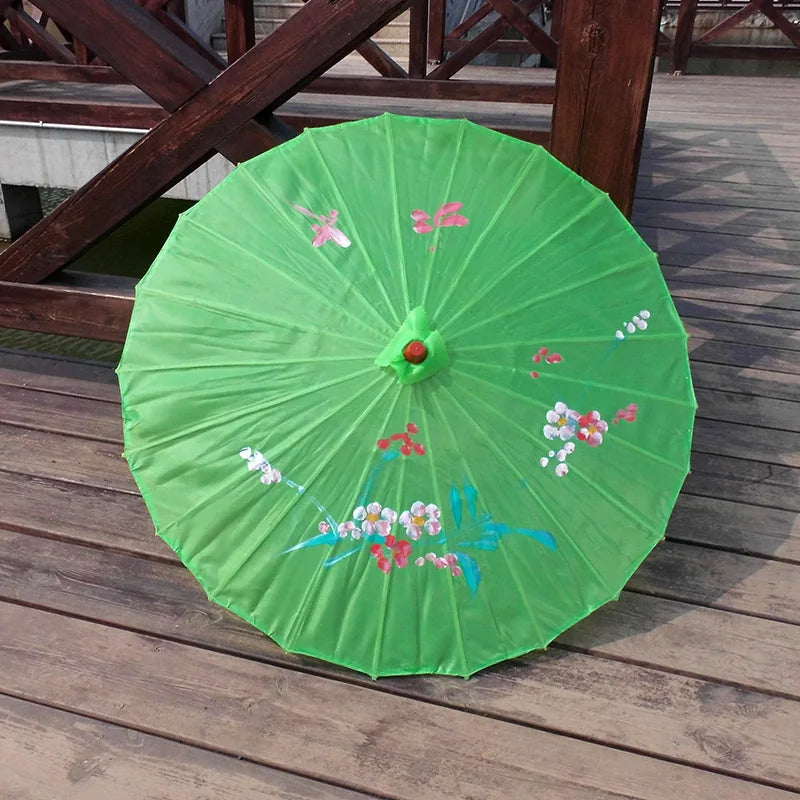 1pcs Chinese art umbrella bamboo frame silk parasol for wedding birthday party bride bridemaid hand-painted flower design