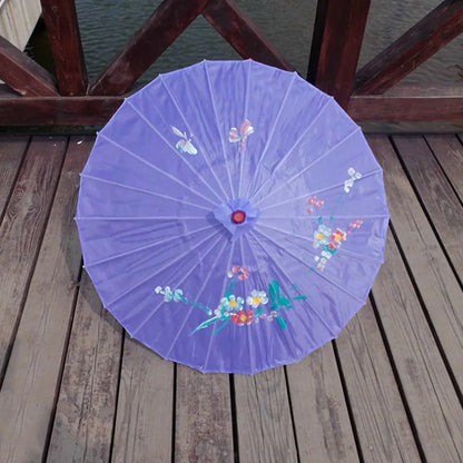 1pcs Chinese art umbrella bamboo frame silk parasol for wedding birthday party bride bridemaid hand-painted flower design