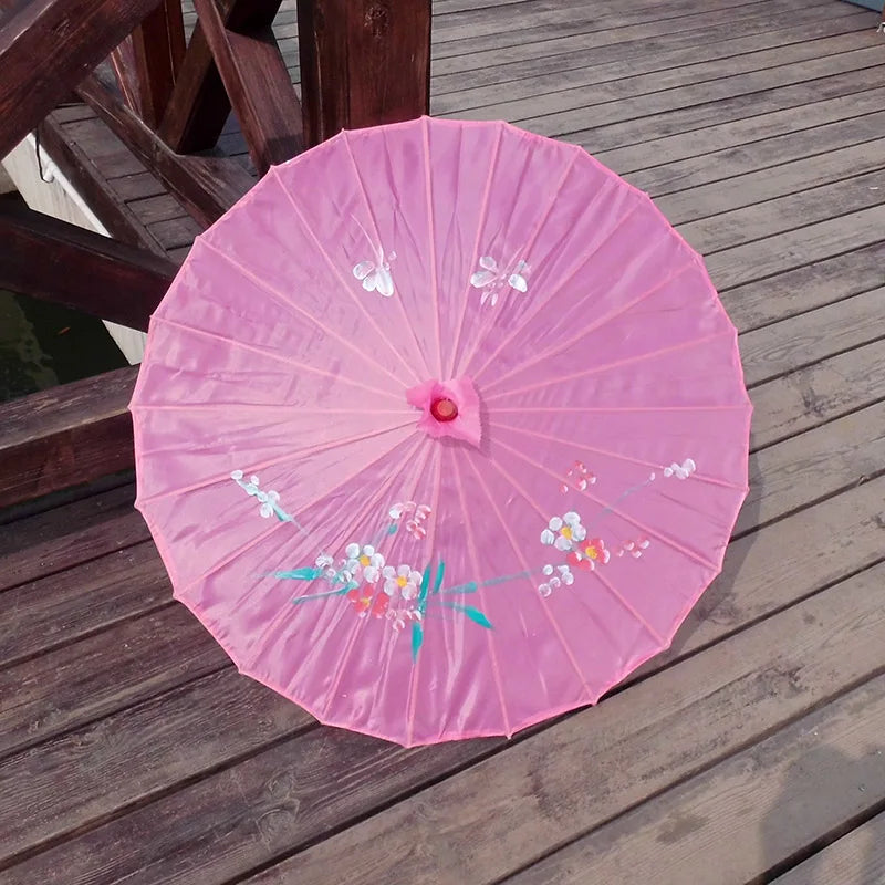 1pcs Chinese art umbrella bamboo frame silk parasol for wedding birthday party bride bridemaid hand-painted flower design