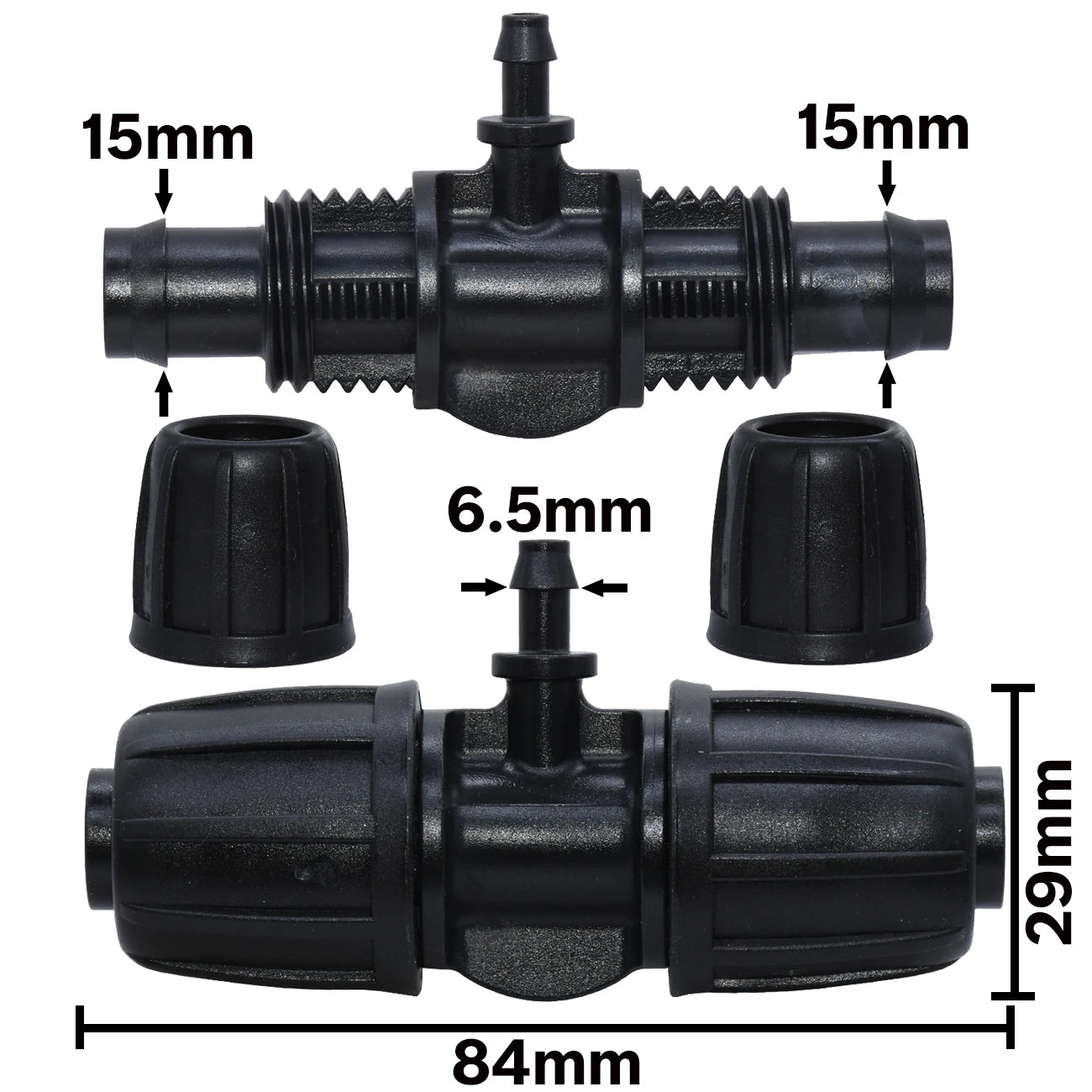 KESLA 10PCS 16mm 1/2'' PE Tubing to 4/7mm Hose Tee Connector w/ Thread Lock Garden Irrigation Water Adapter to 1/4'' Micro Pipe