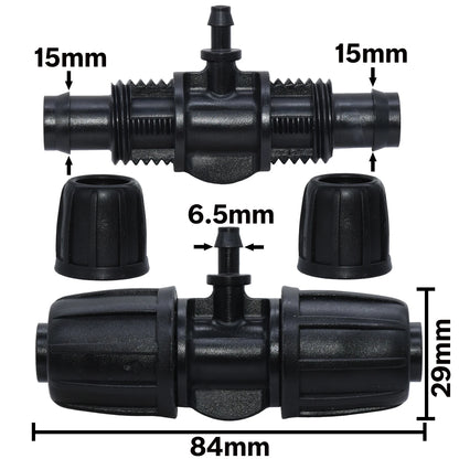 KESLA 10PCS 16mm 1/2'' PE Tubing to 4/7mm Hose Tee Connector w/ Thread Lock Garden Irrigation Water Adapter to 1/4'' Micro Pipe