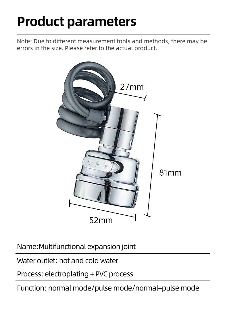 3 Modes Sink Faucet 360 Degree Rotation Filter Extension Tube Shower Water Saving Tap Universal Kitchen Gadgets Accessories