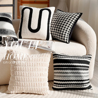 Junwell Modern Polyester Textured Fabric Dec.pillow Light luxury Nordic Fabric Cushion Cover For Living Room Sofa Pillow Cover