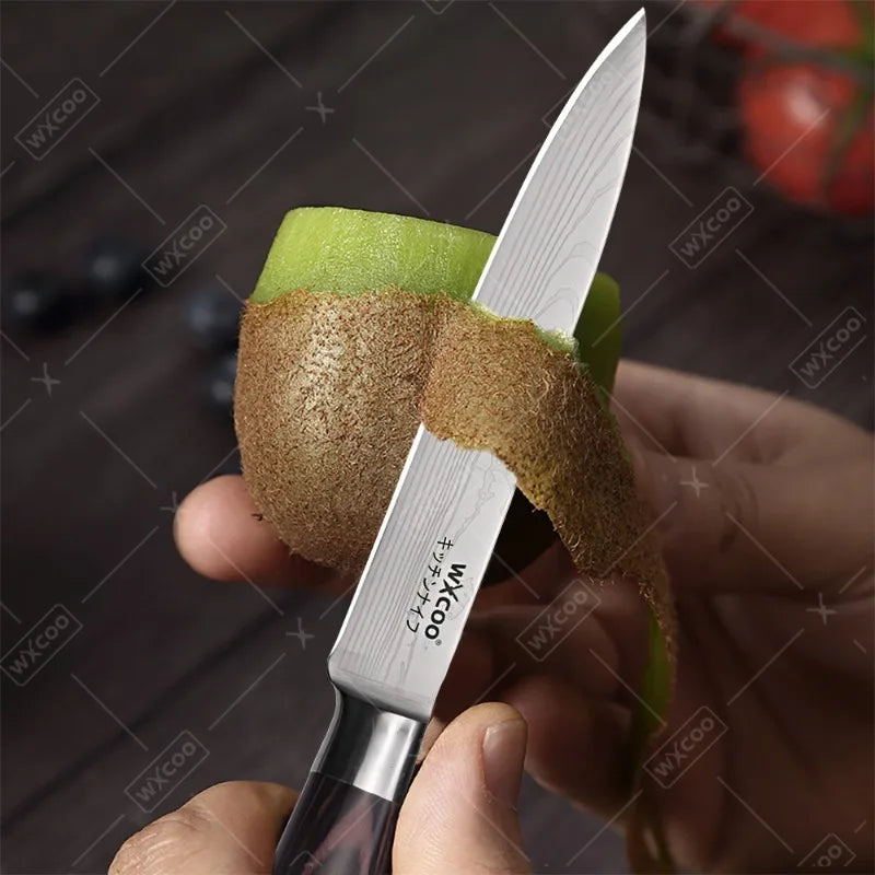 WXCOO Santoku Knife Set Japanese Butcher Carving Bread Fruit Meat Cleaver Boning High Carbon Steel Kitchen Knives