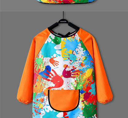 Kids Painting Waterproof Long Sleeved Cover Kindergarten Art Painting Smock Reverse Dressing Gown Baby Eating Bib Children Apron
