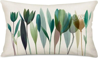 Watercolor Flower Throw Pillow Covers Vibrant Tulip Bouquet Cotton Linen Pillow Cases Cushion Cover Spring RectangularPillowslip