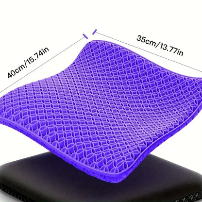 Honeycomb Gel Seat Cushion Breathable Cooling for Office Car Travel Ergonomic Support with Premium Gel Material & Non-Slip Base