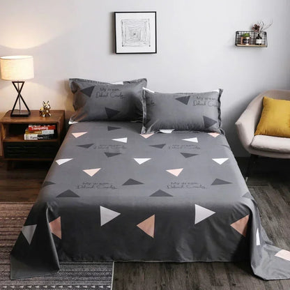 Geometry printed flat bed sheet set couple 2 people super cozy luxury double bed bedsheet single double queen king size