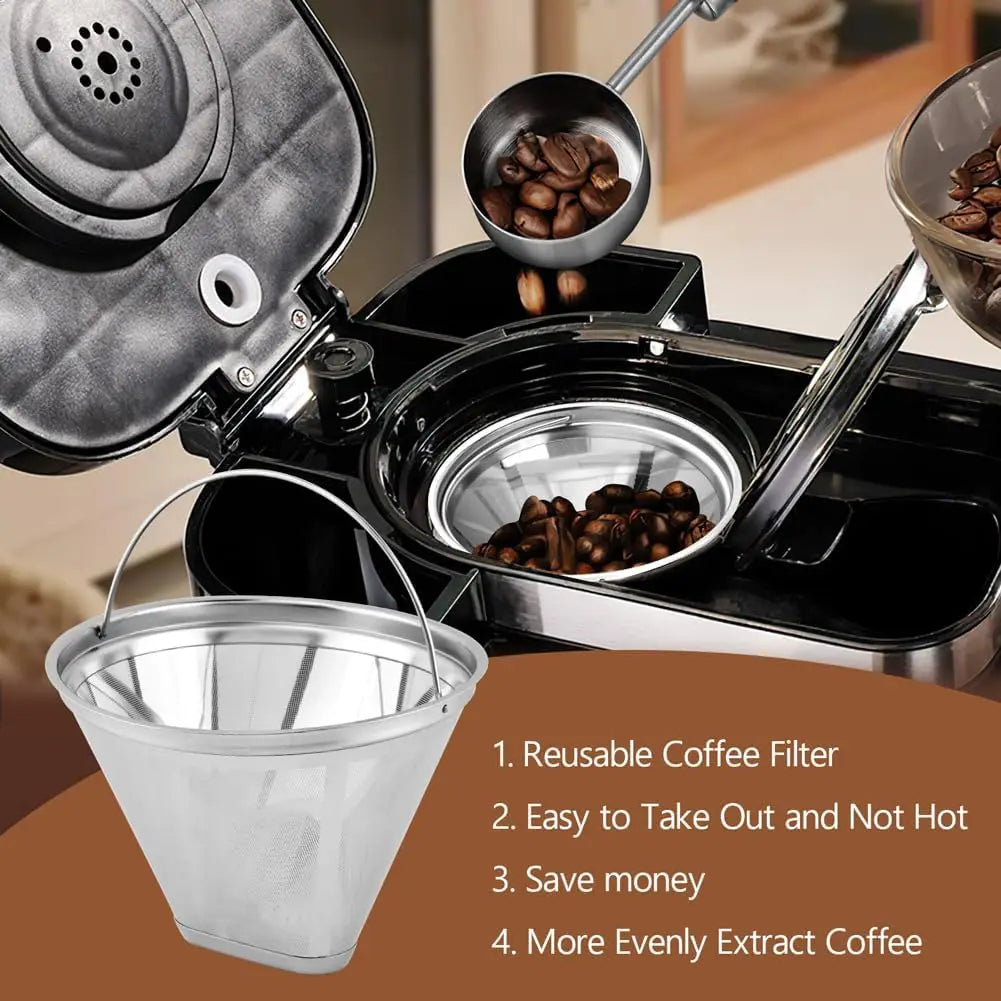 Reusable Coffee Filter Compatible with Cuisinart Coffee Maker, 304 Stainless Steel Mesh Permanent Filter for Cuisinart 10-14cup