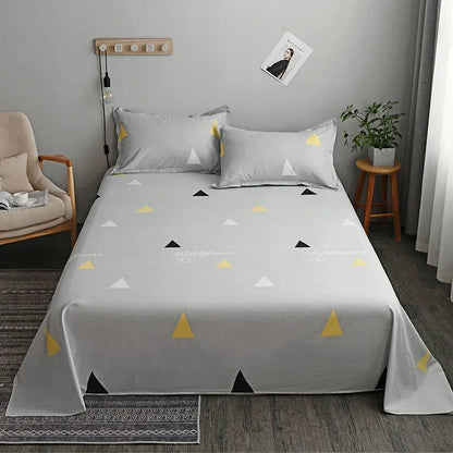 Geometry printed flat bed sheet set couple 2 people super cozy luxury double bed bedsheet single double queen king size
