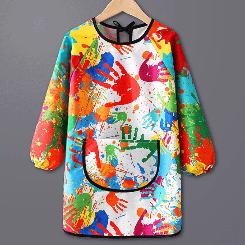 Kids Painting Waterproof Long Sleeved Cover Kindergarten Art Painting Smock Reverse Dressing Gown Baby Eating Bib Children Apron