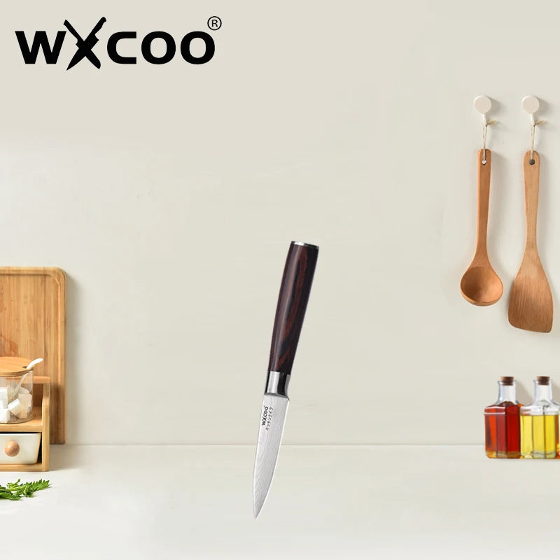 WXCOO Santoku Knife Set Japanese Butcher Carving Bread Fruit Meat Cleaver Boning High Carbon Steel Kitchen Knives