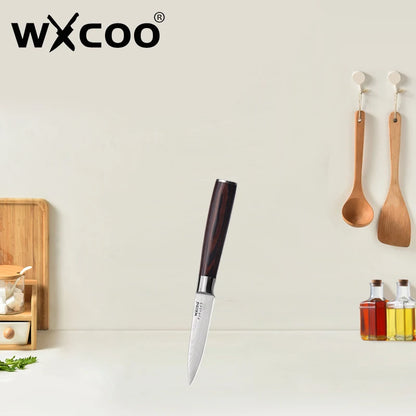 WXCOO Santoku Knife Set Japanese Butcher Carving Bread Fruit Meat Cleaver Boning High Carbon Steel Kitchen Knives