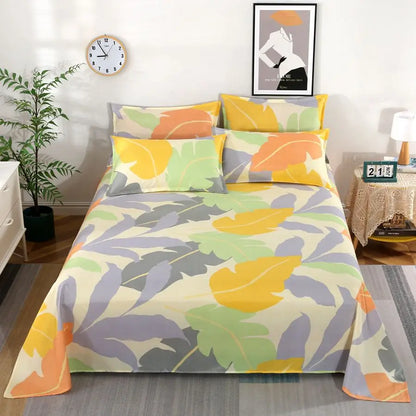3pcs/Set Home Textile Bed Sheet Set with Pillowcases Cotton Material Lovers Home Room Bedding Flat Sheet Bed Sheet Set